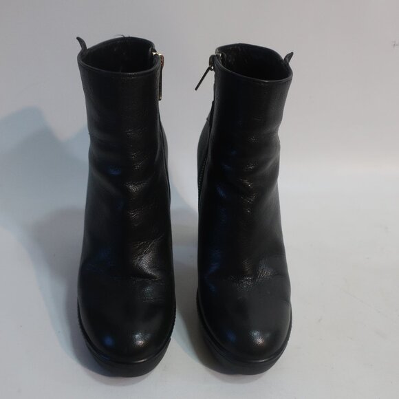 Authentic Womens Hogan Black Leather Platform Block Heel Zip Booties 40 US/10 - Picture 6 of 16